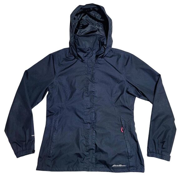 Eddie Bauer Weatheredge Packable Black Zip Hooded Windbreaker Jacket - Picture 6 of 10